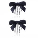 2Pcs Skeleton Hand Hair Clips with Bowknot - Cute Skull Claw Hairpins for Girls, Party Cosplay