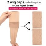 4 pieces Light Brown Stocking Wig Caps Stretchy Nylon Wig Caps for Women - Image 2
