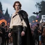 Black Half Shoulder Cape with Feather Shrug - Renaissance Ranger Cloak Halloween Gothic Knight - Image 2